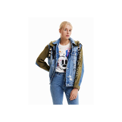 Desigual Kurtka jeansowa DISNEY Mickey 23SWEW49 Zielony Regular Fit Desigual L wyprzedaż MODIVO