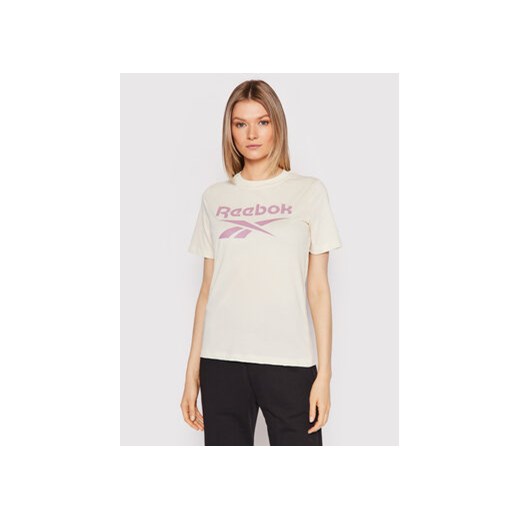 Reebok T-Shirt Identity HI0540 Beżowy Relaxed Fit ze sklepu MODIVO w kategorii Bluzki damskie - zdjęcie 168696047