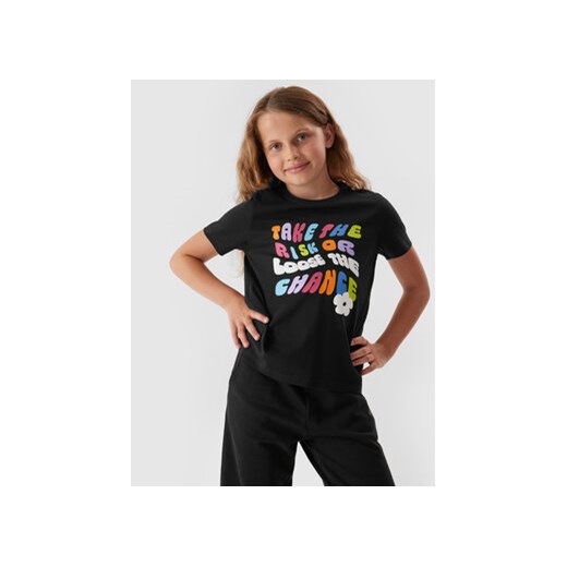 4F T-Shirt 4FJAW23TTSHF0826 Czarny Regular Fit ze sklepu MODIVO w kategorii Bluzki dziewczęce - zdjęcie 168696199
