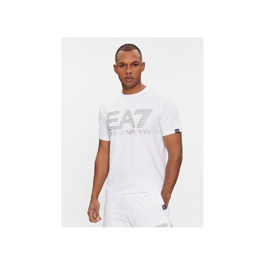 EA7 Emporio Armani T-Shirt 3DPT37 PJMUZ 1100 Biały Regular Fit ze sklepu MODIVO w kategorii T-shirty męskie - zdjęcie 168696637