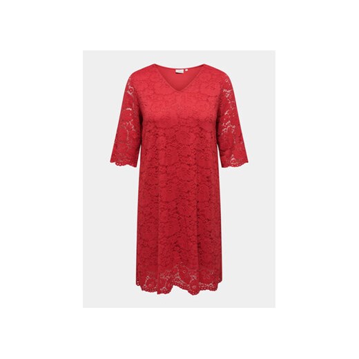 ONLY Carmakoma Sukienka koktajlowa Summer 15309315 Czerwony Regular Fit ze sklepu MODIVO w kategorii Sukienki - zdjęcie 168697125