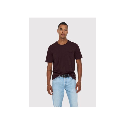 Only & Sons T-Shirt Roy 22022531 Bordowy Regular Fit ze sklepu MODIVO w kategorii T-shirty męskie - zdjęcie 168698398