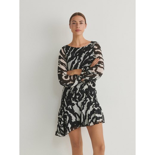 Reserved - Asymetryczna sukienka z drapowaniem - czarny ze sklepu Reserved w kategorii Sukienki - zdjęcie 168699225