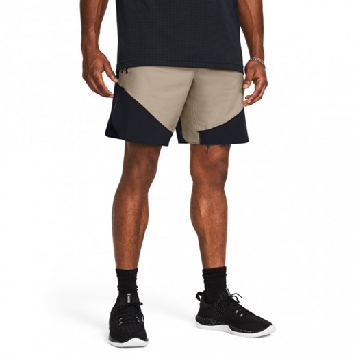 Męskie spodenki treningowe Under Armour UA Vanish Elite Hybrid Short - beżowe ze sklepu Sportstylestory.com w kategorii Spodenki męskie - zdjęcie 168699808