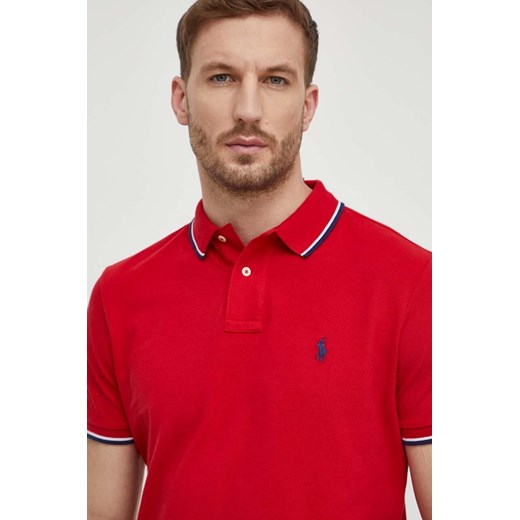 Polo Ralph Lauren polo bawełniane kolor czerwony gładki ze sklepu ANSWEAR.com w kategorii T-shirty męskie - zdjęcie 168705869