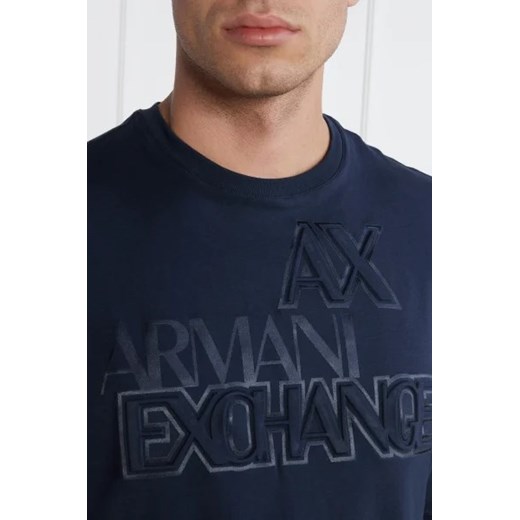 Granatowy t-shirt męski Armani Exchange z krótkim rękawem w stylu młodzieżowym 