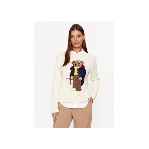Polo Ralph Lauren Sweter 211910427001 Écru Regular Fit ze sklepu MODIVO w kategorii Swetry damskie - zdjęcie 168716589