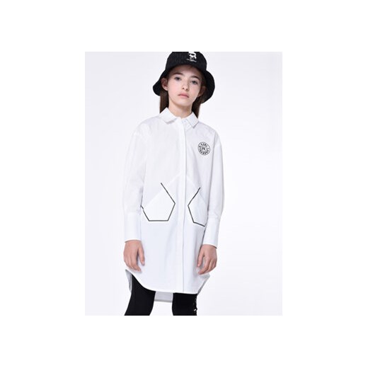 Karl Lagerfeld Kids Sukienka koszulowa Z12252 S Biały Regular Fit ze sklepu MODIVO w kategorii Sukienki dziewczęce - zdjęcie 168717299