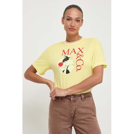 MAX&amp;Co. t-shirt bawełniany x CHUFY damski kolor żółty 2418971011200 ze sklepu ANSWEAR.com w kategorii Bluzki damskie - zdjęcie 168719265