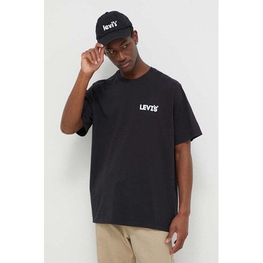 Levi&apos;s t-shirt bawełniany męski kolor czarny z nadrukiem ze sklepu ANSWEAR.com w kategorii T-shirty męskie - zdjęcie 168719346