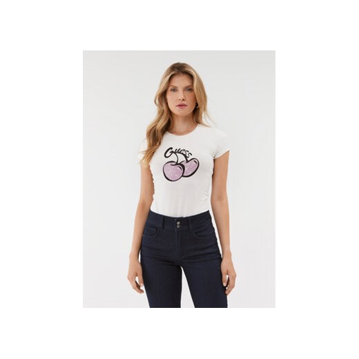 Guess T-Shirt W3BI16 KA0Q1 Écru Slim Fit Guess S wyprzedaż MODIVO