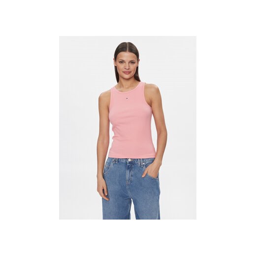 Tommy Jeans Top Essential DW0DW17382 Różowy Slim Fit ze sklepu MODIVO w kategorii Bluzki damskie - zdjęcie 168725296