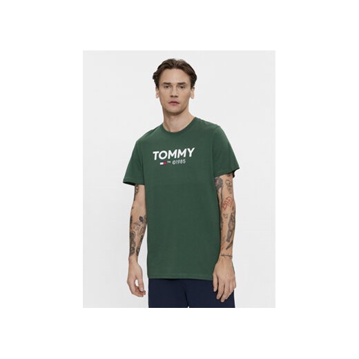 Tommy Jeans T-Shirt Essential DM0DM18264 Zielony Slim Fit ze sklepu MODIVO w kategorii T-shirty męskie - zdjęcie 168727429