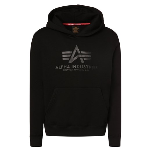 Alpha Industries Męski sweter z kapturem Mężczyźni czarny nadruk ze sklepu vangraaf w kategorii Bluzy męskie - zdjęcie 168727866