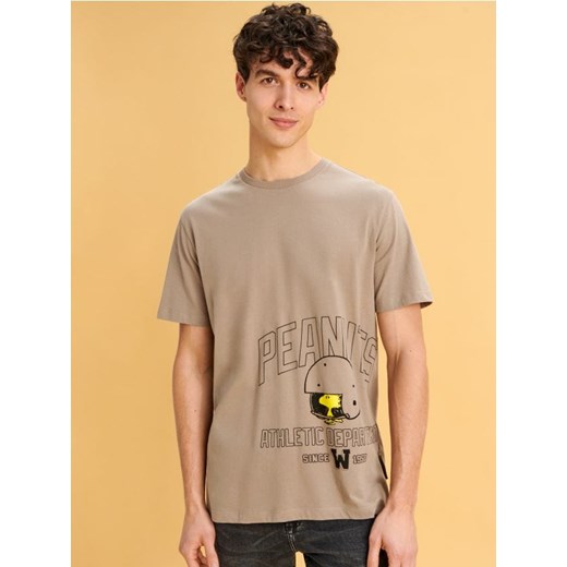 Sinsay - Koszulka z nadrukiem Snoopy - brązowy ze sklepu Sinsay w kategorii T-shirty męskie - zdjęcie 168730199
