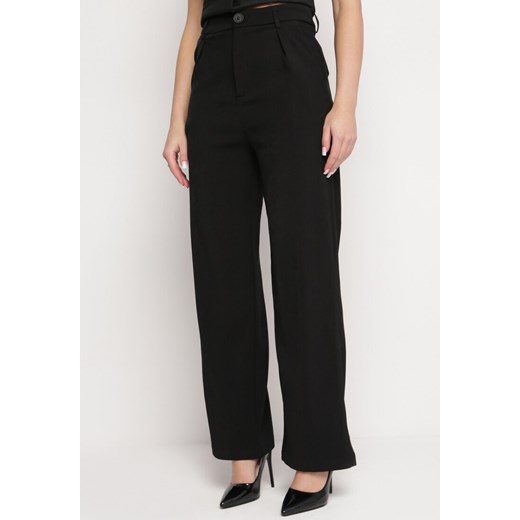 Czarne Spodnie w Garniturowym Stylu z Wysokim Stanem Glorda ze sklepu Born2be Odzież w kategorii Spodnie damskie - zdjęcie 168730737