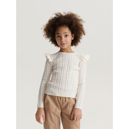 Reserved - Ażurowy sweter - złamana biel ze sklepu Reserved w kategorii Swetry dziewczęce - zdjęcie 168731829