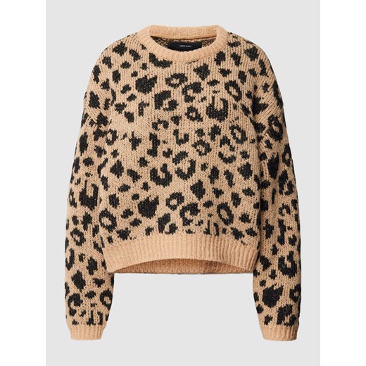 Sweter z dzianiny ze zwierzęcym wzorem model ‘ZELMA’ Vero Moda XS Peek&Cloppenburg  promocyjna cena