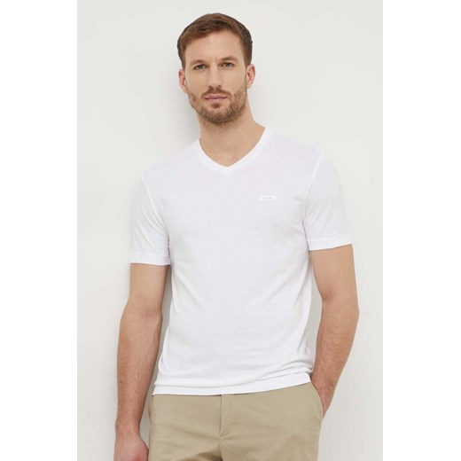 Calvin Klein t-shirt bawełniany męski kolor biały gładki ze sklepu ANSWEAR.com w kategorii T-shirty męskie - zdjęcie 168736925