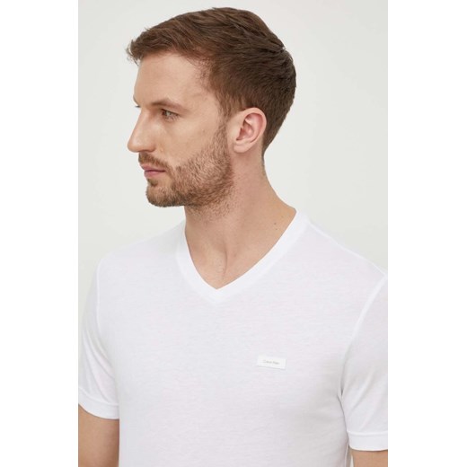 Calvin Klein t-shirt bawełniany męski kolor biały gładki Calvin Klein M ANSWEAR.com