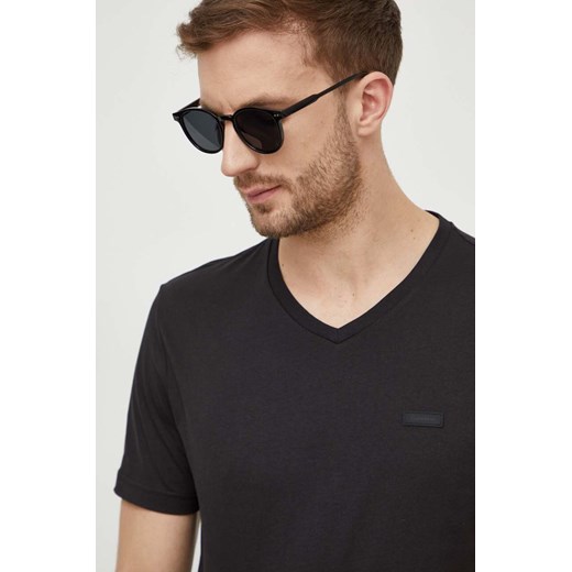 Calvin Klein t-shirt bawełniany męski kolor czarny gładki ze sklepu ANSWEAR.com w kategorii T-shirty męskie - zdjęcie 168736929
