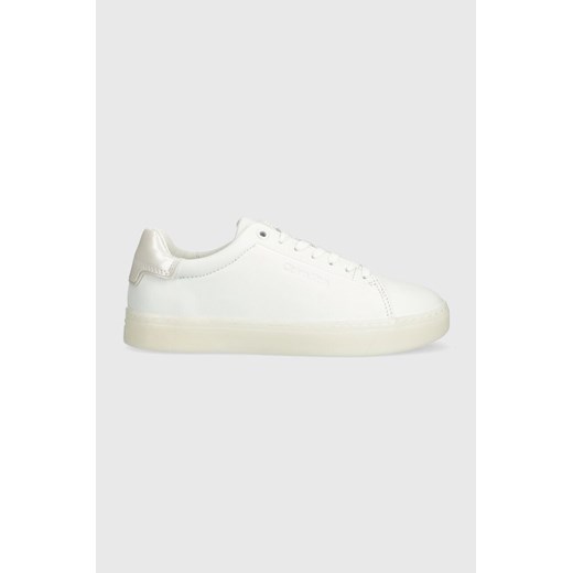 Calvin Klein sneakersy skórzane CUPSOLE LACE UP PEARL kolor biały HW0HW01897 ze sklepu ANSWEAR.com w kategorii Trampki damskie - zdjęcie 168740826