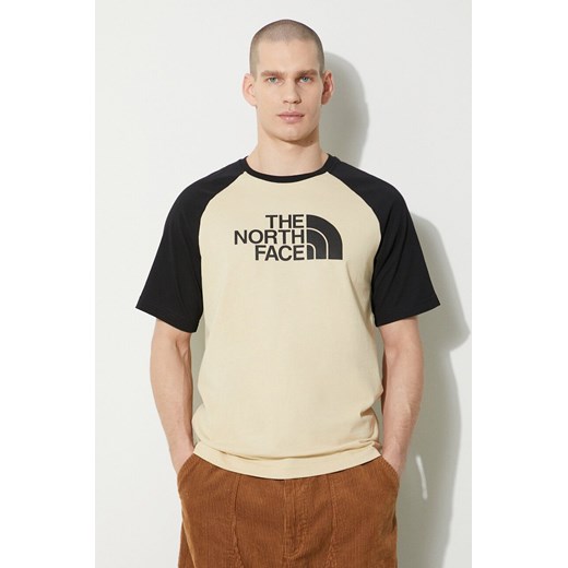 The North Face t-shirt bawełniany M S/S Raglan Easy Tee męski kolor beżowy wzorzysty NF0A87N73X41 ze sklepu PRM w kategorii T-shirty męskie - zdjęcie 168741545