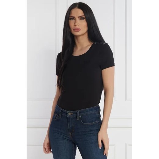 Bluzka damska Emporio Armani z okrągłym dekoltem na lato z krótkim rękawem bawełniana