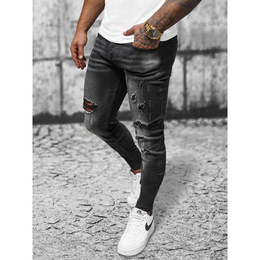 Spodnie jeansowe męskie czarne OZONEE NB/MP0020N ze sklepu ozonee.pl w kategorii Jeansy męskie - zdjęcie 168745538