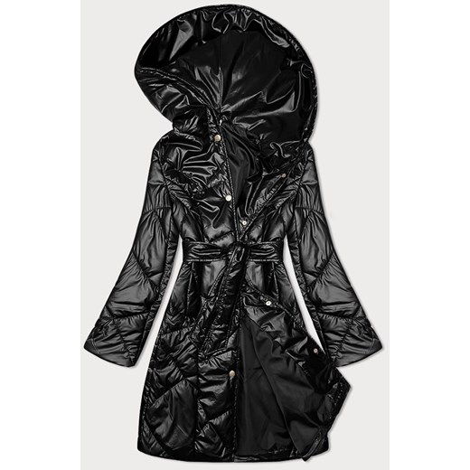 Pikowana kurtka z paskiem S'West czarna (B8249-1) ze sklepu goodlookin.pl w kategorii Parki damskie - zdjęcie 168747239