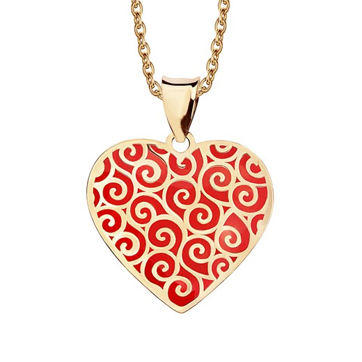 Zawieszka złota pokryta czerwoną emalią - serce ze sklepu YES.pl w kategorii Zawieszki - zdjęcie 168749309
