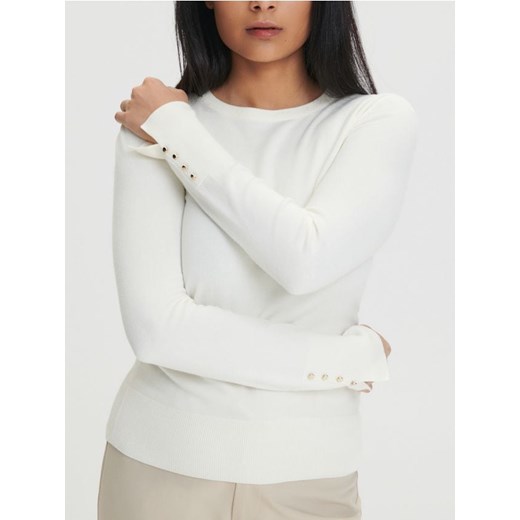 Sinsay - Sweter z ozdobnymi guzikami - kremowy ze sklepu Sinsay w kategorii Swetry damskie - zdjęcie 168750025