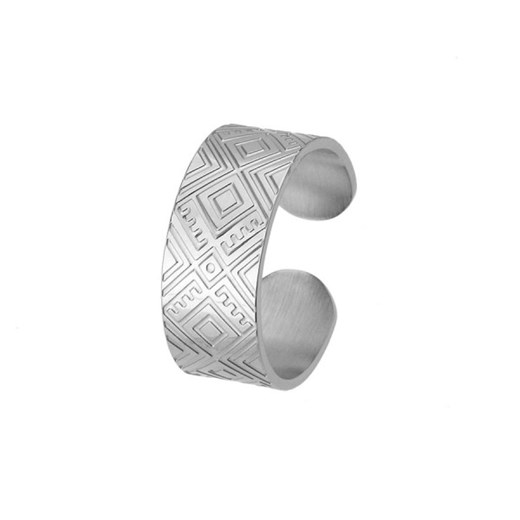 Gruba srebrna regulowana obrączka w aztecki wzór ze stali ze sklepu manoki.pl w kategorii Pierścionki - zdjęcie 168750168