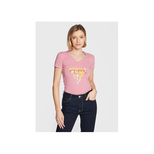 Guess T-Shirt W3RI59 J1314 Różowy Slim Fit Guess XL wyprzedaż MODIVO