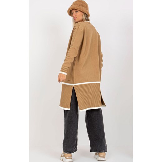 Długi kardigan damski beżowy LC-SW-0340.42P, Kolor beżowy, Rozmiar one size, Rue Paris ze sklepu Primodo w kategorii Swetry damskie - zdjęcie 168755059