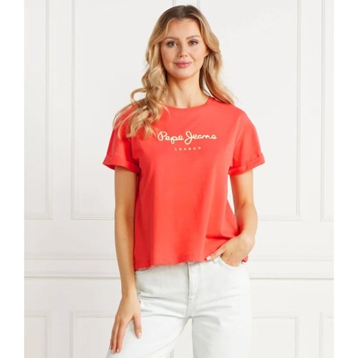 Bluzka damska Pepe Jeans z krótkim rękawem wiosenna z okrągłym dekoltem 