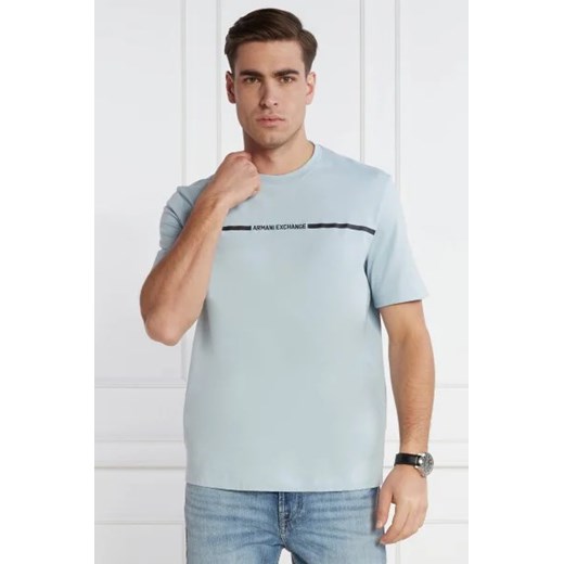 Niebieski t-shirt męski Armani Exchange z krótkimi rękawami 