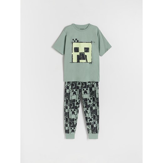 Reserved - Dwuczęściowa piżama Minecraft - jasnozielony ze sklepu Reserved w kategorii Piżamy dziecięce - zdjęcie 168758988