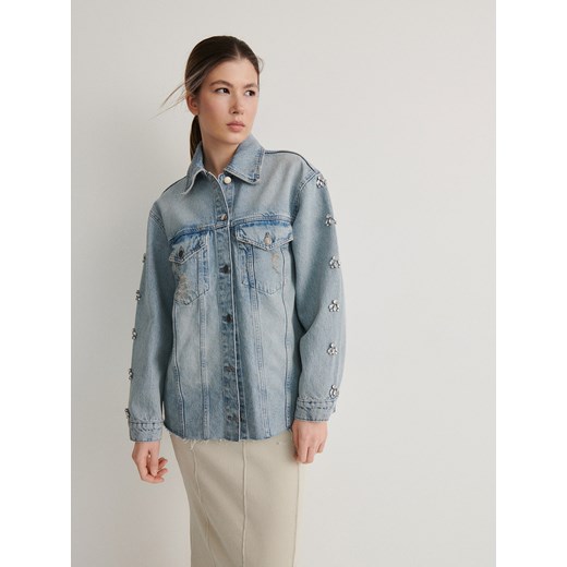 Reserved - Kurtka jeansowa ze zdobieniami - niebieski ze sklepu Reserved w kategorii Kurtki damskie - zdjęcie 168759519