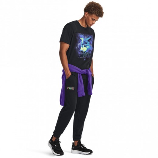 Męskie spodnie dresowe Under Armour Project Rock Hwt Terry Pant - czarne ze sklepu Sportstylestory.com w kategorii Spodnie męskie - zdjęcie 168760747