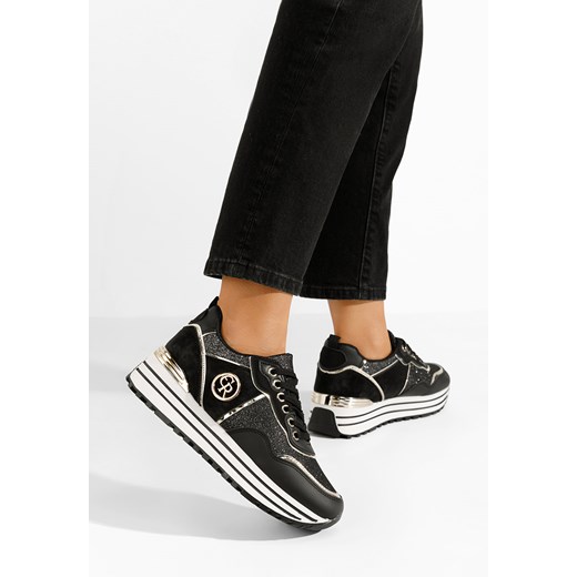 Czarne sneakersy na platformie Eranova ze sklepu Zapatos w kategorii Buty sportowe damskie - zdjęcie 168761939