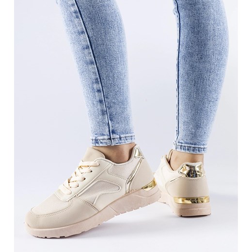 Beżowe sneakersy z łączonych materiałów Gallo ze sklepu gemre w kategorii Buty sportowe damskie - zdjęcie 168767138