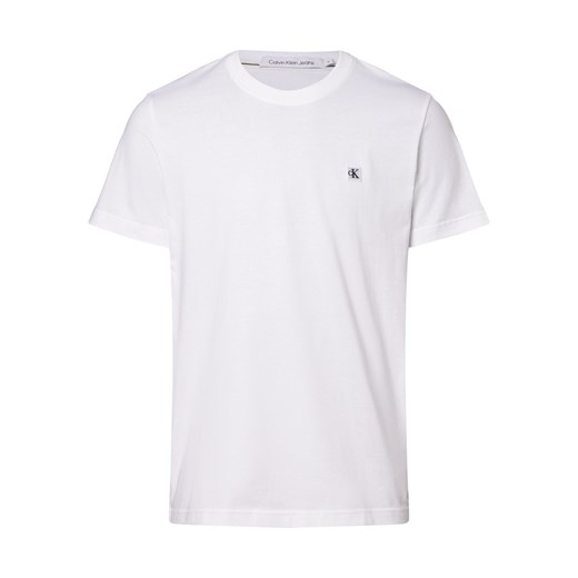 Calvin Klein Jeans T-shirt męski Mężczyźni Bawełna biały jednolity ze sklepu vangraaf w kategorii T-shirty męskie - zdjęcie 168771318