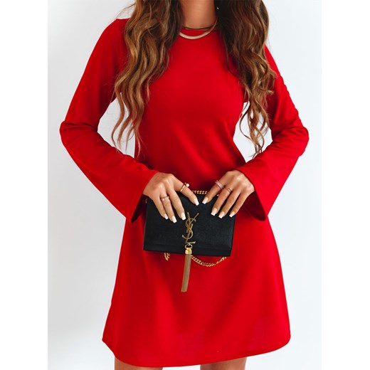 Malinowa trapezowa sukienka z wiązaniem typu kokarda Selio - malinowy Pakuten uniwersalny okazja pakuten.pl