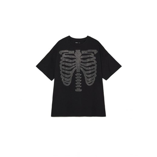 Cropp - Koszulka z motywem żeber - czarny ze sklepu Cropp w kategorii Bluzki damskie - zdjęcie 168772106