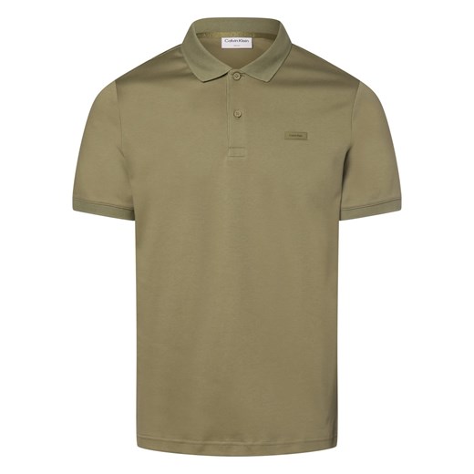 Calvin Klein Męska koszulka polo Mężczyźni Bawełna groszkowy jednolity ze sklepu vangraaf w kategorii T-shirty męskie - zdjęcie 168772128
