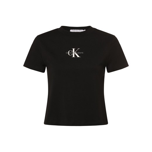 Calvin Klein Jeans Koszulka damska Kobiety Bawełna czarny jednolity ze sklepu vangraaf w kategorii Bluzki damskie - zdjęcie 168772139