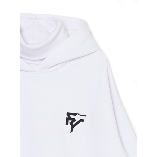 Cropp - Biała bluza z kapturem i nadrukami - biały ze sklepu Cropp w kategorii Bluzy męskie - zdjęcie 168773579
