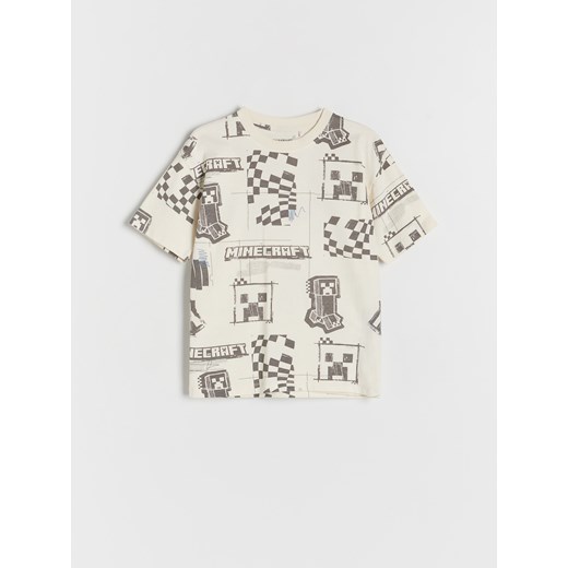 Reserved - T-shirt oversize Minecraft - kremowy ze sklepu Reserved w kategorii T-shirty chłopięce - zdjęcie 168774167