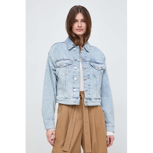 Boss Orange kurtka jeansowa damska kolor niebieski przejściowa oversize 50512620 ze sklepu ANSWEAR.com w kategorii Kurtki damskie - zdjęcie 168774947